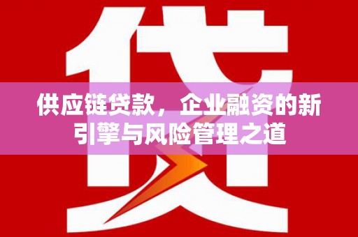 武江供应链贷款，企业融资的新引擎与风险管理之道