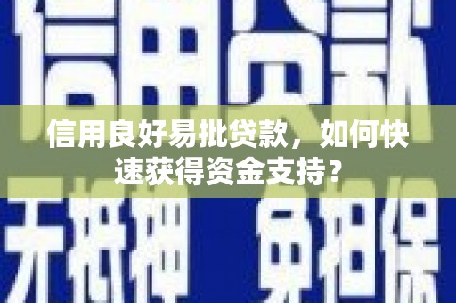 大朗信用良好易批贷款，如何快速获得资金支持？