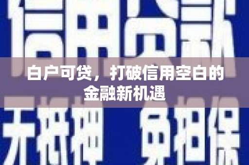 三角白户可贷，打破信用空白的金融新机遇