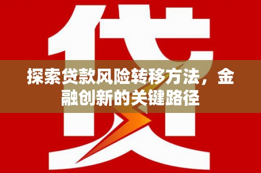 虾峙探索贷款风险转移方法，金融创新的关键路径