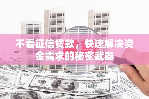 和美不看征信贷款，快速解决资金需求的秘密武器